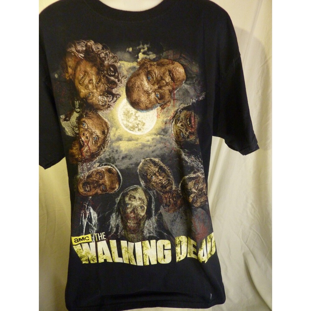 2015 AMC The Walking Dead All Over Print-Black T-Shirt-sz XL